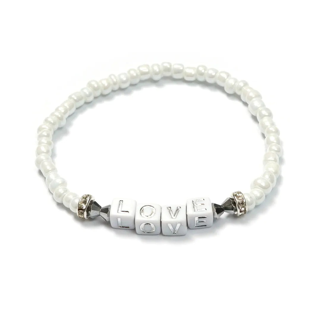 Bracelet Love Blanc/Argent Boho
