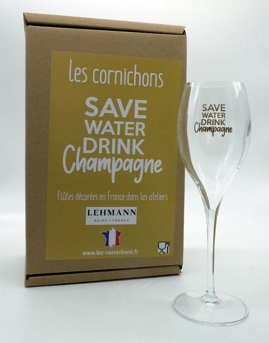 Duo de flûtes de Champagne Save Water and Drink Champagne
