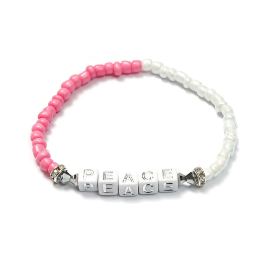 Bracelet PEACE  Blanc/Argent Boho